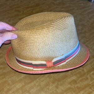 Apt 9 ladies fedora hat, Easter bonnet great rattan hat with ribbon one size